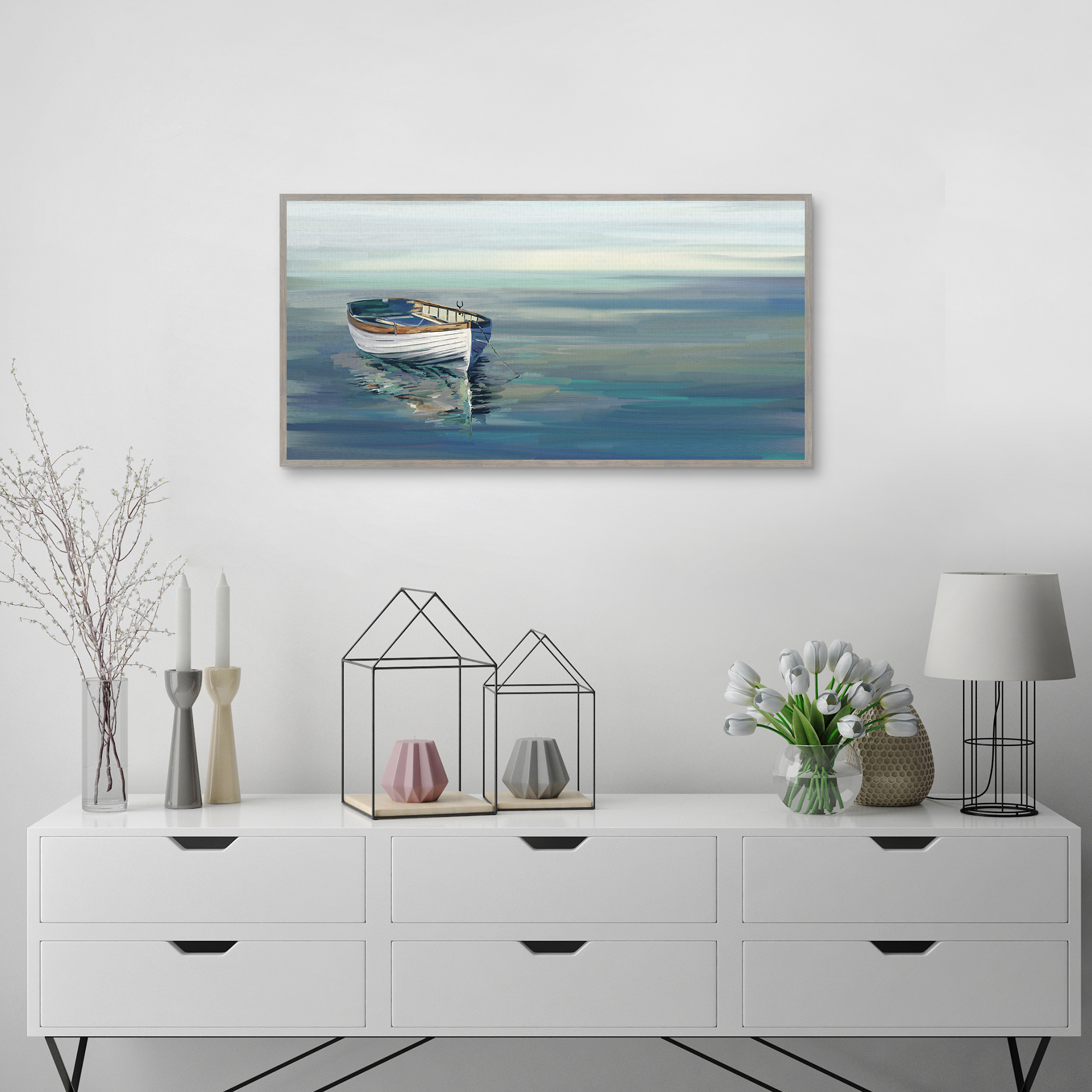 In the Moment Blue by Studio Arts Framed Canvas Art