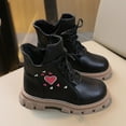 thumbnail image 4 of ZHOGXU Big Kids Girls Boots Flat Sole Non Slip Zipper Love Heart Print Lace Up Comfortable Fashion Shoes For Casual Daily Wear Black 6-12 Months, 4 of 4