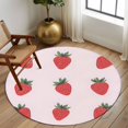 thumbnail image 3 of Strawberry Round Rug 5ft Washable Circle Kitchen Rugs Non Slip Watercolor Red Pink Summer Fruits Large Area Rug Indoor Floor Carpet for Bedroom Living Room Home Office Dining Room Nursery, 3 of 8