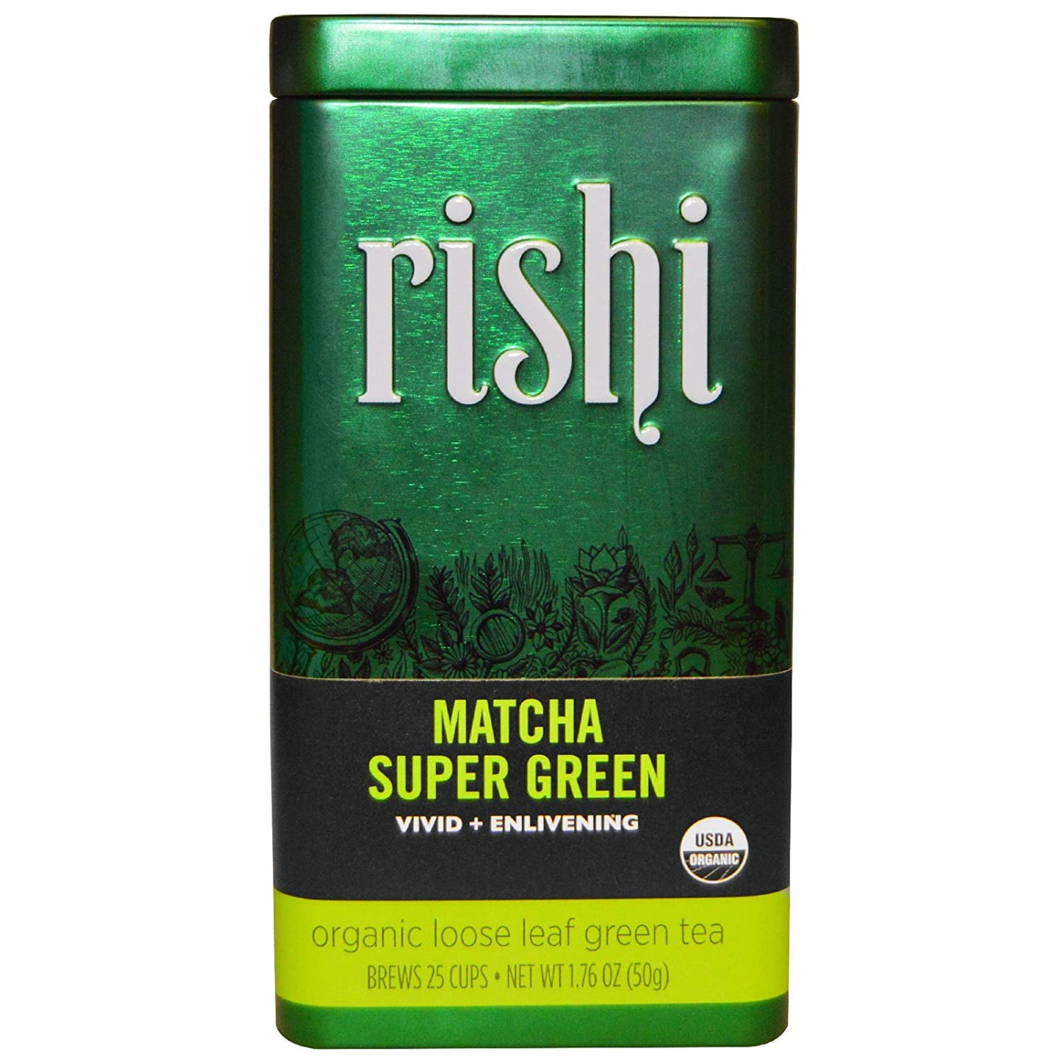 Rishi Tea, Organic Green Tea, Matcha Super Green, Loose Leaf Tea, 1.76