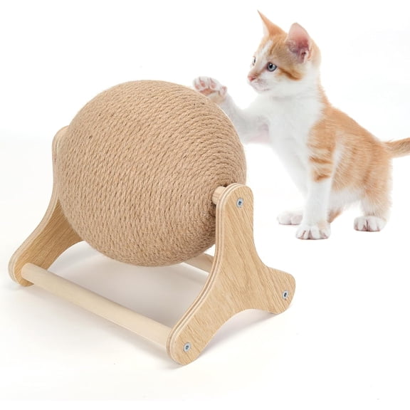 Cat Scratcher Ball Toy, Sisal Cat Scratching Ball with Stable Stand, Interactive Exercise Toy for Small Pet Interactive Exercise and Play