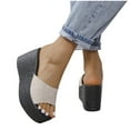 thumbnail image 6 of VerPetridure Women's Heeled Sandals Women's Flat Shoes Ladies Beach Wedge Heel Sandals Summer Non-Slip Causal Slippers, 6 of 7