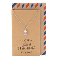 Quan Jewelry Teacher Gifts, Cupcake Necklace and Thank You Cards, 16-inch to 18-inch