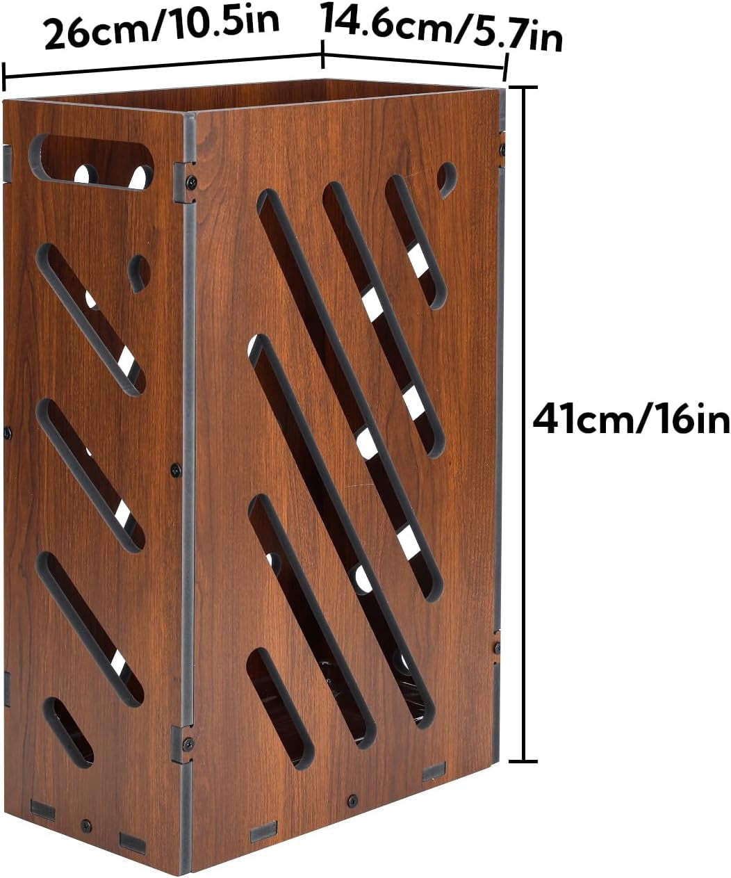 Brown Umbrella Stand for Entryway, Umbrella Holder with Removable Water Tray, PVC Umbrella Storage Bin Indoor Outdoor, Freestanding Storage Organizer for Home, Office, Hotel