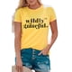 thumbnail image 3 of ABPHQTO Camiseta de manga corta con estampado de letras Wildly Grateful amarillas para mujer, 3 of 5