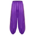 thumbnail image 4 of YONGHS Men's Arabian Prince Satin Pants Elastic Waistband Loose Bloomers Trousers Costumes Purple M, 4 of 7