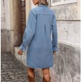 thumbnail image 4 of Omexry Pink Dresses Womens Long Sleeve Turndown Collar Button Pocket Dress, 4 of 4