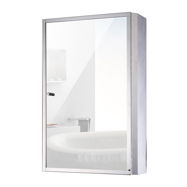 Vertical 24" Stainless Steel Bathroom Wall Mirror Medicine