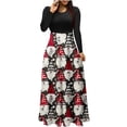 thumbnail image 2 of RKSTN Robes pour Femmes Imprimé Fermeture Éclair Manches Longues Col Rond Robe Longue Jupe Ample, 2 of 4