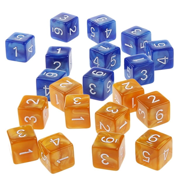 Dados Numeral Zulema 107D6 de 6 Caras de Acrílico para Juego de 20 Unidades Café y Azul