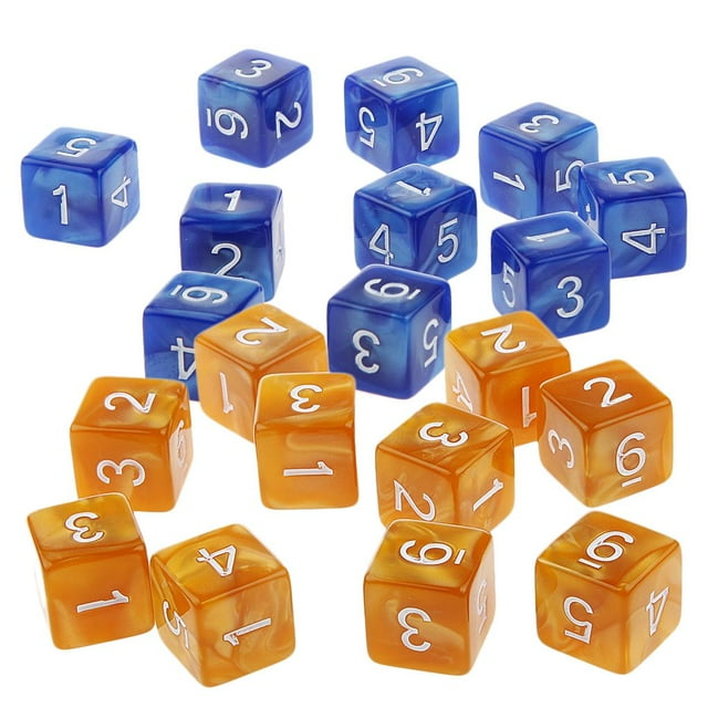 Dados Numeral Zulema 107D6 de 6 Caras de Acrílico para Juego de 20 Unidades Café y Azul