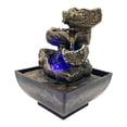 thumbnail image 3 of Fuente de agua de escritorio para interiores, fuente de cascada eléctrica de 4 capas para relajación de rocas de río de agua corriente para decoración Estilo B BLESIY Fuente de mesa, 3 of 8