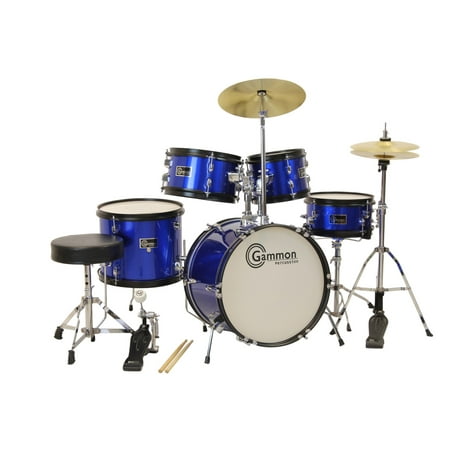 Gammon Drum Set Blue Complete Junior Kit With Cymbals Sticks Hardware And