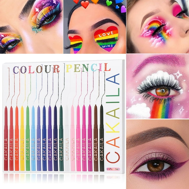 Set de Delineadores de Ojos de 18 Colores | Portátiles, Resistentes Al Sudor, de Larga Duración | Retráctiles, Antimanchas | Paquete de 18 Delineadores