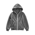 thumbnail image 4 of Girls Fleece Hooded Jacket Loose Fit Long Sleeve Coats With Pocket Teen Warm Winter Outerwear Clothes 5-15 Years, 4 of 5