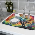 thumbnail image 6 of Colorful Tree Dish Drying Mat - Season Trees Drainer Mat 18"x24" Rainbow Painting Dishes Pad Absorbent Color Art Dish Drainer Rack Mats Kitchen Accessories, 6 of 7
