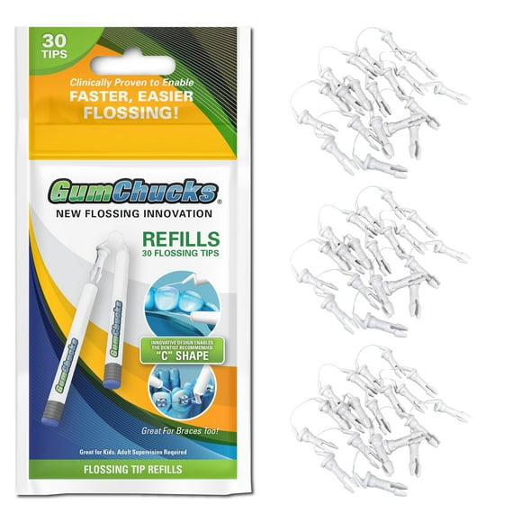 GumChucks Orthodontic Flossers Dental Floss - Floss for Braces - Brace Floss Picks - Gum Flossing Picks - Ortho Dental Flossers (30 Flossing Tips)