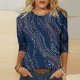 thumbnail image 2 of Uootdi Sleeves Trendy Casual Shirt Abstract Pattern Tee for Daily Wear Office Outfits Multi Color Options Navy Womens Tops, 2 of 9