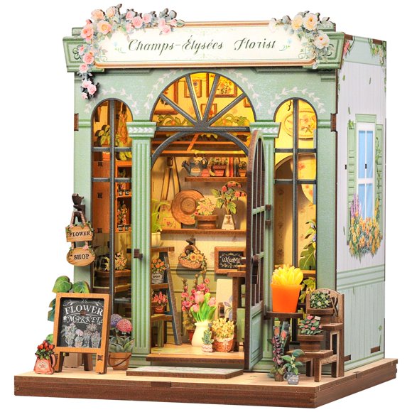 CUTEBEE Book Nook Kit - DIY Miniature House Kit for Adults, Dollhouse Kit Tiny House Bookshelf Decor 3D Wooden Puzzle Model Building Set, Gifts for Family and Friends (Ch