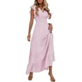 thumbnail image 2 of IDALL Robes d'Été, Robes Maxi Femmes Robe Maxi pour Femmes Manches à Volants Longue Robe de Plage Bohème Décontractée Robe Florale d'Été, Longues Robes, Robes Mode Robe Violette S, 2 of 9