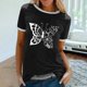 thumbnail image 2 of Camiseta holgada cómoda debajo de la cintura con cuello redondo y estampado elegante para mujer, blusa de manga corta, Tops informales OAVQHLG3B Store lin121212, 2 of 5