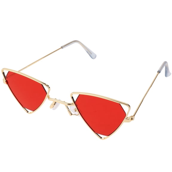 Luxshiny 1PC Stylish Glasses for Women Metal Hollow-out UV-proof Red Golden for Outdoor Use Back to School