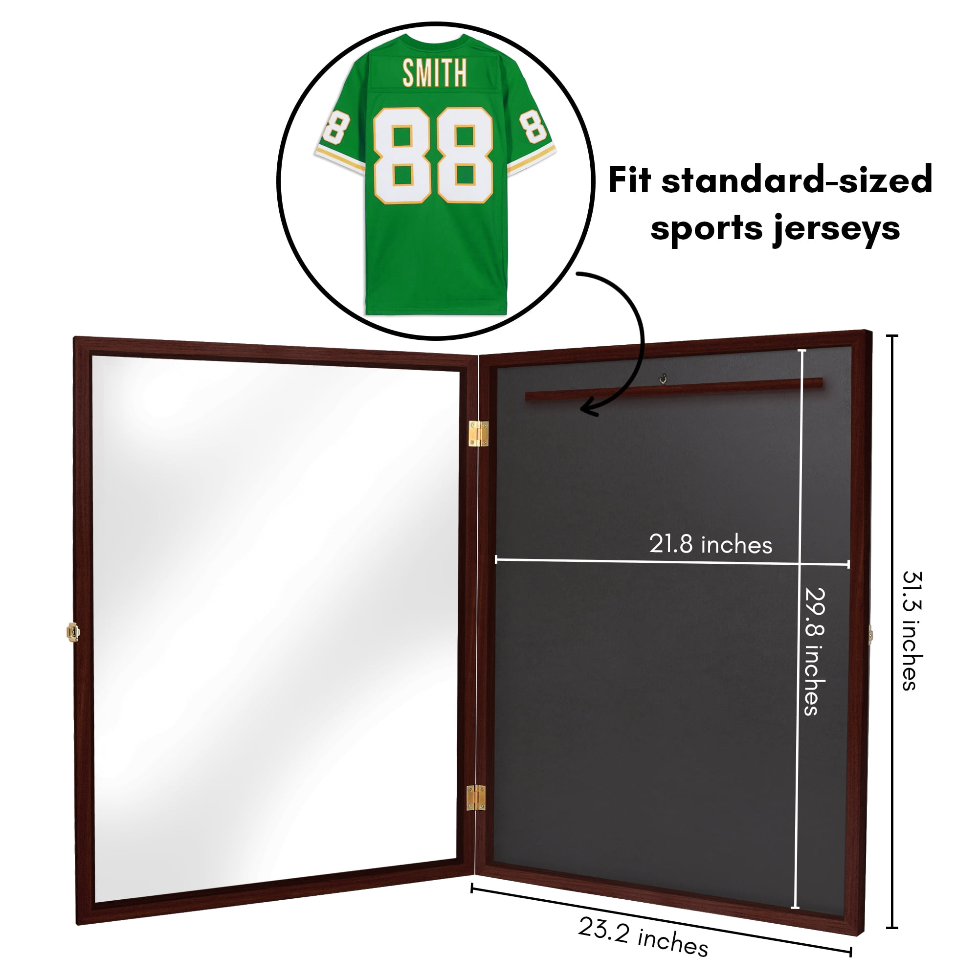 Americanflat 23x31 Shadow Box Frame with Plexiglass Jersey Display Case Lockable Hanger All Star - Mahogany