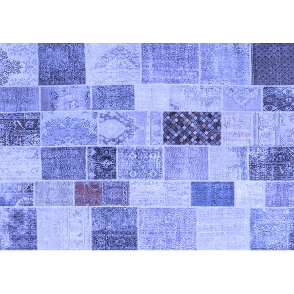 Ahgly Company Machine Washable Indoor Rectangle Patchwork Blue Transitional Area Rugs, 7' x 9'