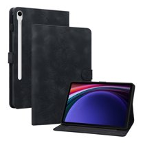 XYX for Samsung Galaxy Tab S7/Tab S8 Case, PU Leather Slim Folio with Multi-Angle Stand - Black Lily Flower