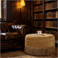 thumbnail image 7 of Gold Yellow Velvet Ottoman with Tassel Fringe, 24 Inch Round Button Tufted Accent Stool for Living Room, 7 of 7