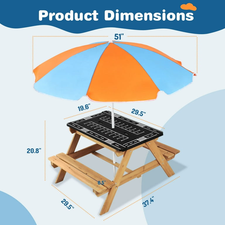 Haosegd Outdoor Kids Picnic Table, in Table Set w/Adjustable