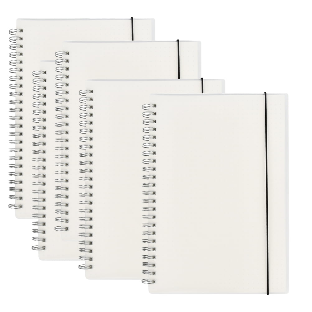 QLOUNI 5 Pack Dot Grid Spiral Notebook Set, 5.7" x 8.3" Dotted Bullet