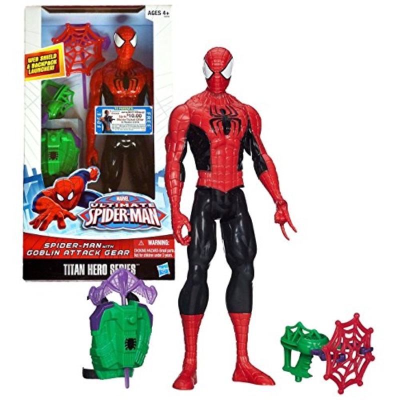 Spider-Man Marvel Ultimate Titan Hero Series, Figura Action 30,5 Cm, Vestito Nero, Hasbro