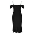 thumbnail image 6 of Cagogo Womens Sexy Bodycon Party Dress Elegant Off The Shoulder Pearls Strap Midi Dress Irregular Ruffle Hem Cocktail Dresses, 6 of 7