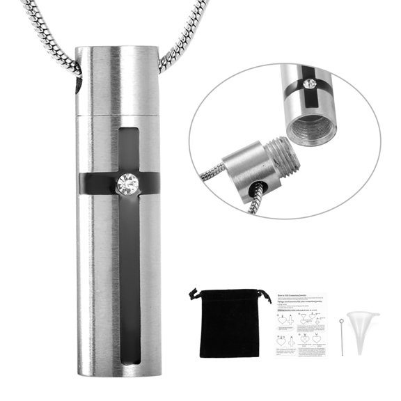 Cross Cremation Jewelry for Ashes Memorial Urn Necklace Pendant Keepsake Religious Cross Ashes Jewelry Stainless Steel Cremation Necklace for Men Women