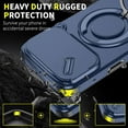 thumbnail image 6 of TJS for iPhone 17 Pro Phone Case, Privacy Camera Dual Layer Magnetic Ring Rotating Stand Protective Cover (Blue), 6 of 7