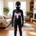 thumbnail image 4 of Black Symbiote Suit Bodysuit Costume with Blue Highlights for Halloween Comic Con Cosplay Outfit 130, 4 of 5