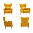 thumbnail image 6 of Guyou Velvet Accent Chair, Modern Upholstered Wingback Armchair with Metal Legs and Pillows, Comfy Single Sofa Chair Lounge Chair for Living Room Bedroom Study, Yellow, 6 of 8