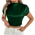 thumbnail image 2 of LOVZFMLL Hauts d'Été pour Femmes Décontracté Couleur Unie Col Rond à Capuche T-shirt à Manches Courtes d'Été, 2 of 8