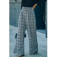 thumbnail image 3 of ABPHQTO Pantalones anchos de tweed a cuadros negros de mujer, 3 of 5