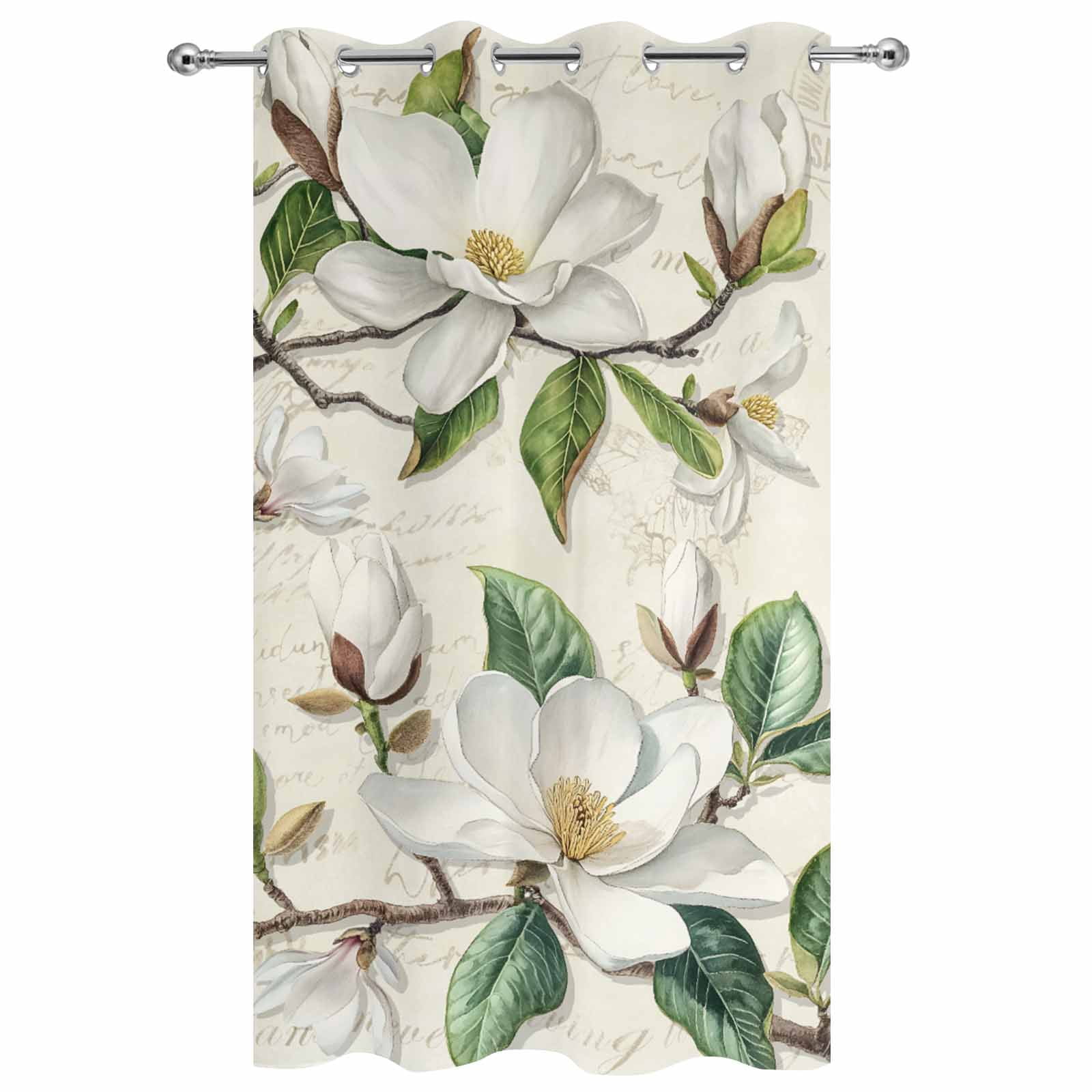 Outdoor Curtains for Patio Waterproof, Retro Flowers Windproof Pravicy Outside Porch Blackout Curtain, Farmhouse Leaf Branch Green Plants Sun Blocking Grommets Curtains for Cabana Gazebo 54"x108"
