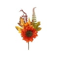 thumbnail image 2 of Orange Halloween Pumpkin Bouquet - 11"-18" Fall Thanksgiving Decor with Realistic Leaves - Festive Table Centerpiece for Home, Office & Christmas Holiday Decorations, 2 of 6