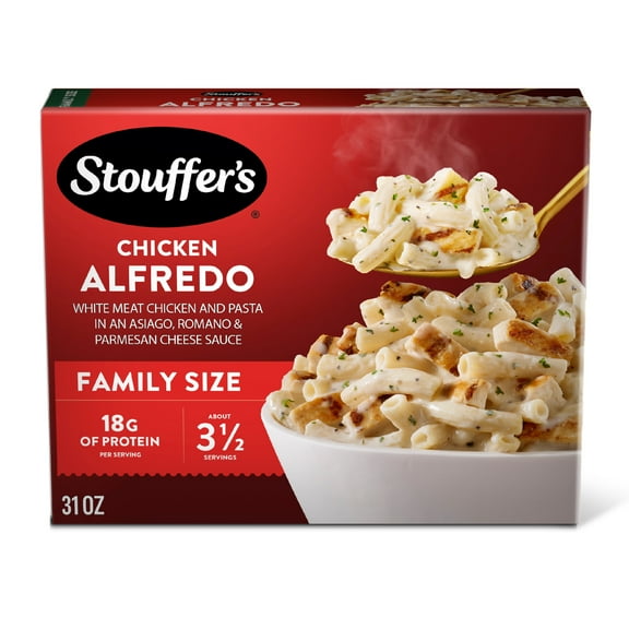 Stouffer’s Chicken Alfredo Pasta, Family Size, Frozen Chicken Pasta, Frozen Dinners 31 oz