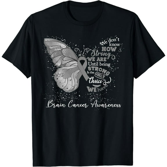 Brain Cancer Awareness Gray Ribbon Butterfly T-Shirt
