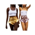 thumbnail image 5 of Coduop Women Ruffled Metallic Pants High Waist Shiny Club Shorts Summer Bottom, 5 of 6