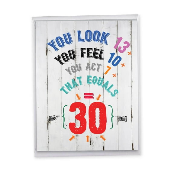 1 Large Funny Birthday Greeting Card (8.5 x 11 Inch) - Age Equation Milestones 30 J7197MBG-US