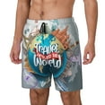 thumbnail image 2 of Daiia Travel Around The World Mens Swim Trunks Swim Shorts Quick Dry Swim Shorts with Mesh Lining Pockets-Large, 2 of 9