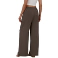 thumbnail image 5 of Wiholl Wide Leg Pants for Women Linen Pants Palazzo Drawstring Elastic Waist Trousers with Pockets Fall Beach Vacation Clothes, 5 of 8