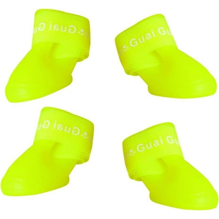 Anti-Slip Rain Snow Boots for Dogs Candy Colors Rubber Waterproof Boots Shoes for Pets Dogs - Size L 5.7x4.7cm(LxW)(Yellow)
