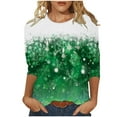 thumbnail image 2 of Women's Tops 3/4 Sleeve Clearance,Christmas 3/4 Sleeve Tops for Womens Snowman Snowflake T Shirts Crew Neck Blouse Xmas Holiday Comfy Pullover Tees, 2 of 5